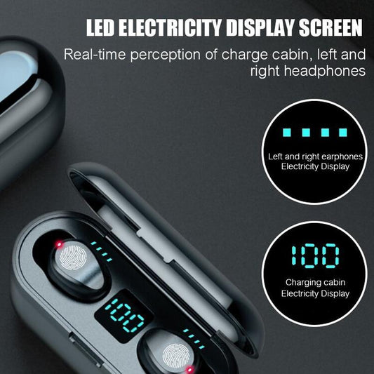 2 in 1 Bluetooth V5.0 Wireless Touch Control Earbuds With Power Bank Case - Indigo-Temple