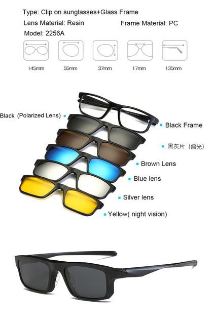 5 in 1 Magnetic Clip-on Polarized Sunglasses