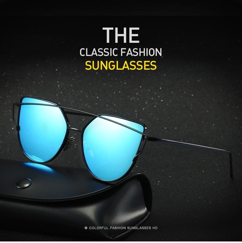 Retro Cat-Eye Women's Sunglasses - Indigo-Temple