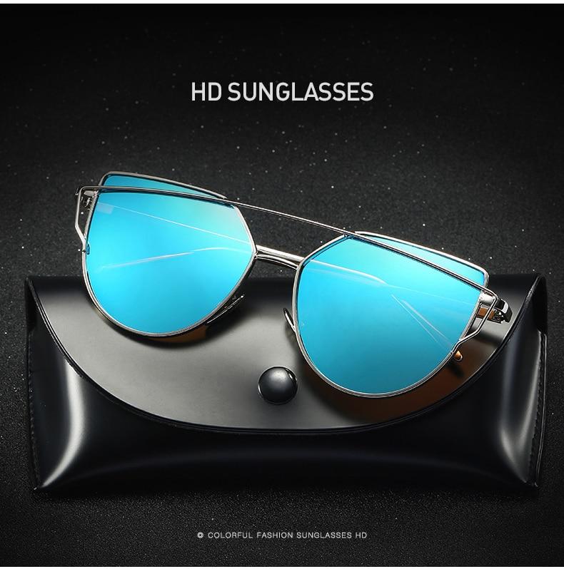 Retro Cat-Eye Women's Sunglasses - Indigo-Temple
