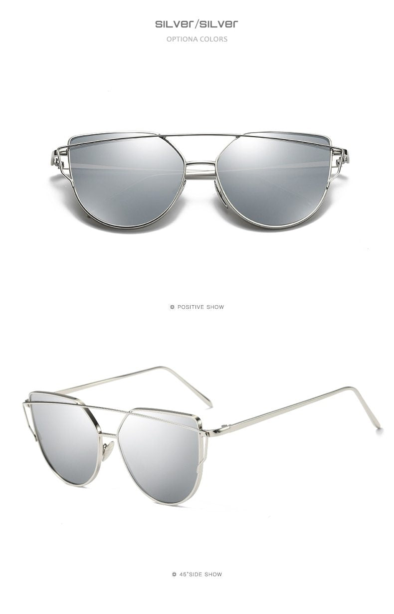 Retro Cat-Eye Women's Sunglasses - Indigo-Temple