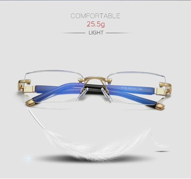 Rimless Anti Blue Light Diamond Cut Reading Glasses