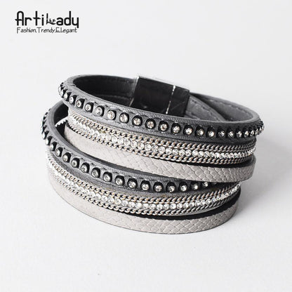Multi-Layer Leather wrap bracelet - Indigo-Temple