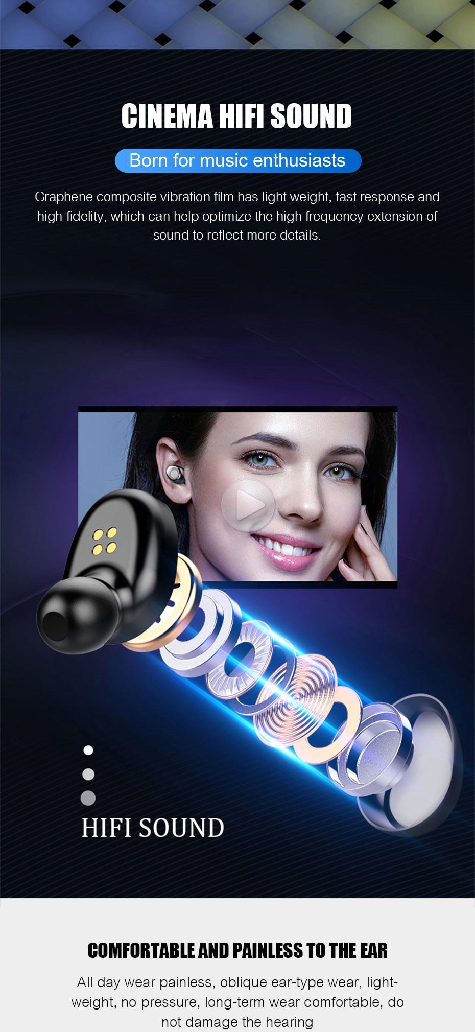 2 in 1 Bluetooth V5.0 Wireless Touch Control Earbuds With Power Bank Case - Indigo-Temple