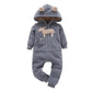 Winter long sleeve romper With Teddy Bear Eears - Indigo-Temple