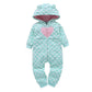 Winter long sleeve romper With Teddy Bear Eears - Indigo-Temple