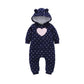 Winter long sleeve romper With Teddy Bear Eears - Indigo-Temple