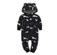 Winter long sleeve romper With Teddy Bear Eears - Indigo-Temple