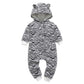 Winter long sleeve romper With Teddy Bear Eears - Indigo-Temple