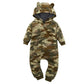 Winter long sleeve romper With Teddy Bear Eears - Indigo-Temple