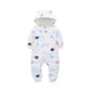 Winter long sleeve romper With Teddy Bear Eears - Indigo-Temple