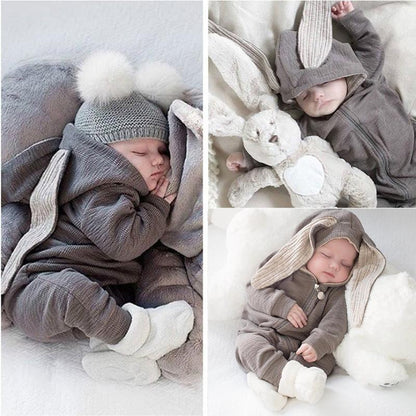 Winter Baby Romper With Charming Ears - Indigo-Temple