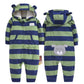 Winter long sleeve romper With Teddy Bear Eears - Indigo-Temple