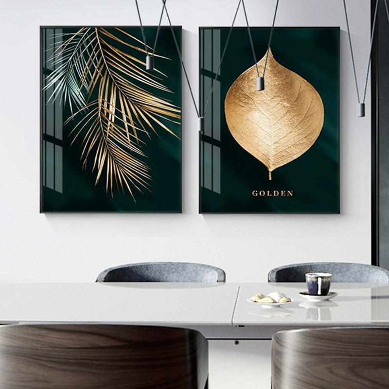 Abstract Golden Leaves Canvas