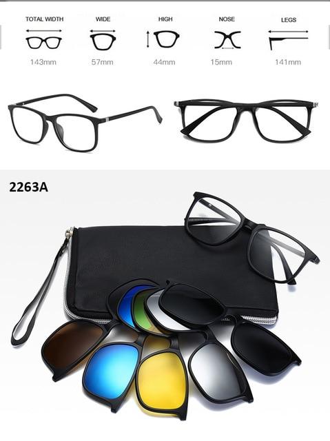 5 in 1 Magnetic Clip-on Polarized Sunglasses