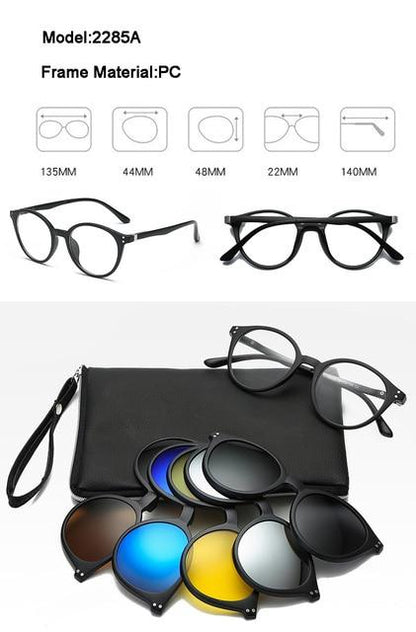 5 in 1 Magnetic Clip-on Polarized Sunglasses