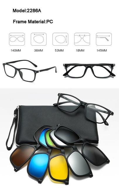 5 in 1 Magnetic Clip-on Polarized Sunglasses