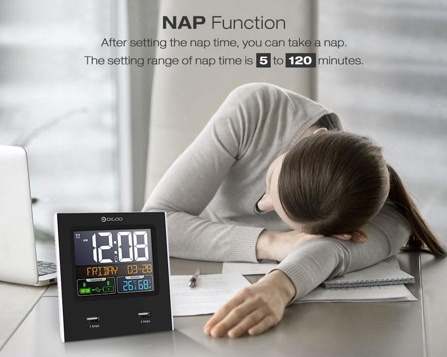 Digoo DG- Smart Charging Alarm Clock & Weather Station - Indigo-Temple