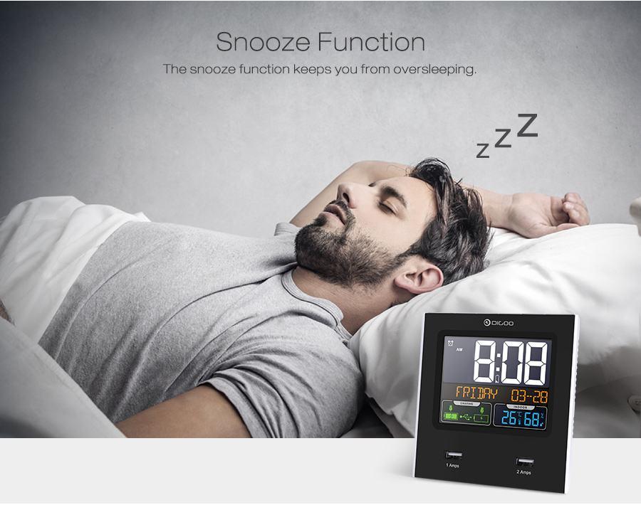 Digoo DG- Smart Charging Alarm Clock & Weather Station - Indigo-Temple