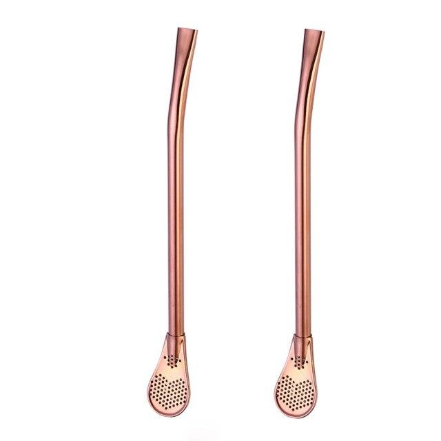 Stainless Steel 2 in 1 Spoon Straw (2pcs set)
