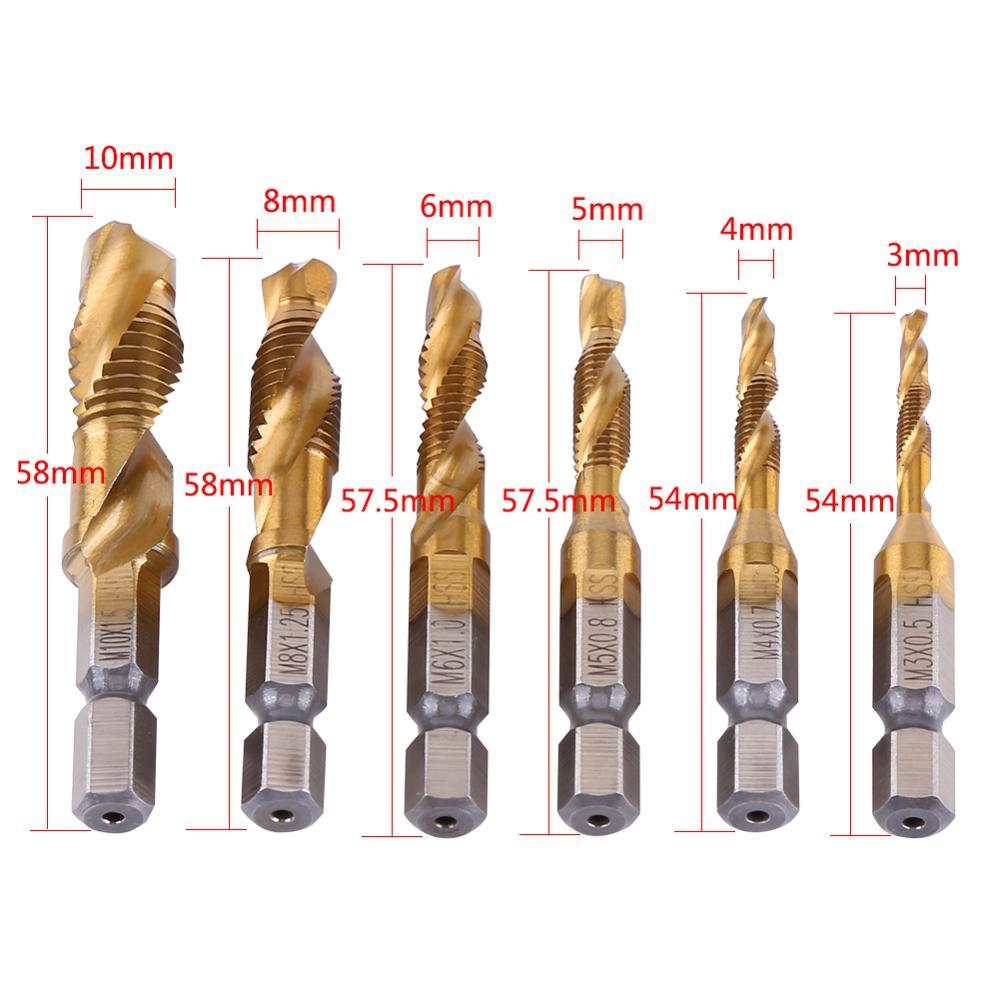 Thread Tap High-Speed Steel (HSS) Drill Bits Set (6pcs)