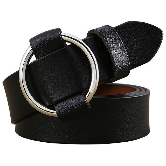 BHK™ Genuine Leather Round Ring Buckle Belt for Women
