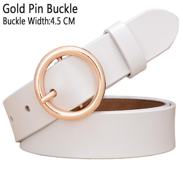 BHK™ Genuine Leather Round Ring Buckle Belt for Women