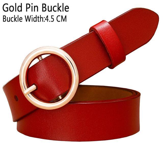 BHK™ Genuine Leather Round Ring Buckle Belt for Women
