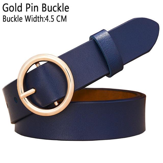 BHK™ Genuine Leather Round Ring Buckle Belt for Women