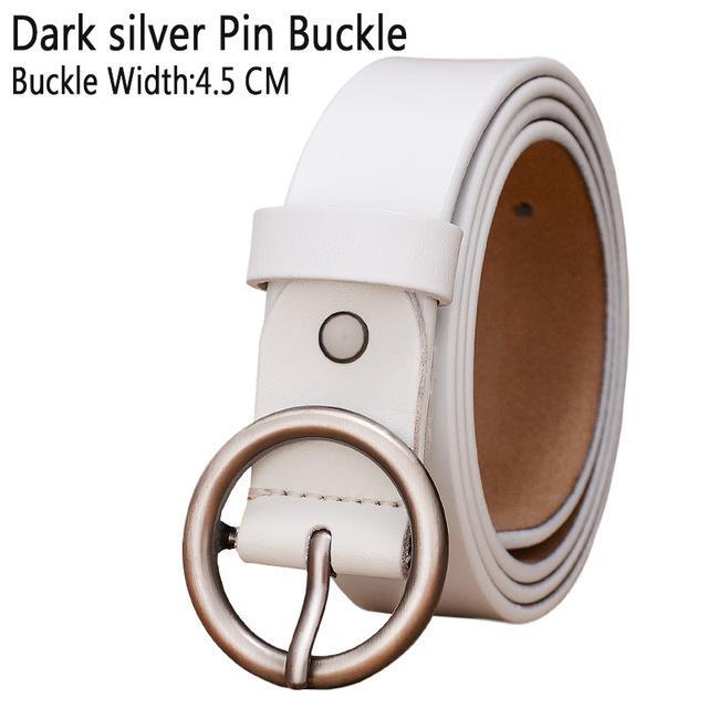 BHK™ Genuine Leather Round Ring Buckle Belt for Women