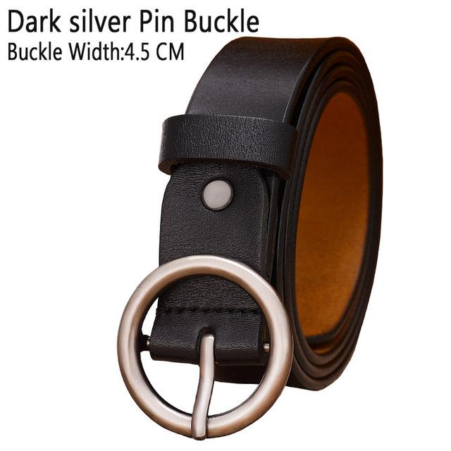 BHK™ Genuine Leather Round Ring Buckle Belt for Women