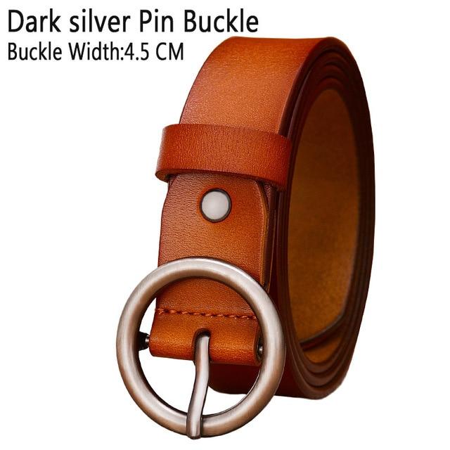 BHK™ Genuine Leather Round Ring Buckle Belt for Women