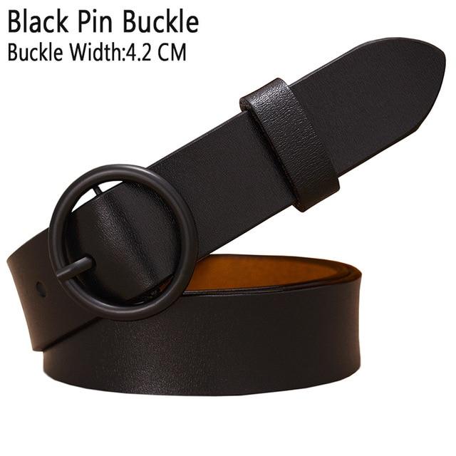 BHK™ Genuine Leather Round Ring Buckle Belt for Women