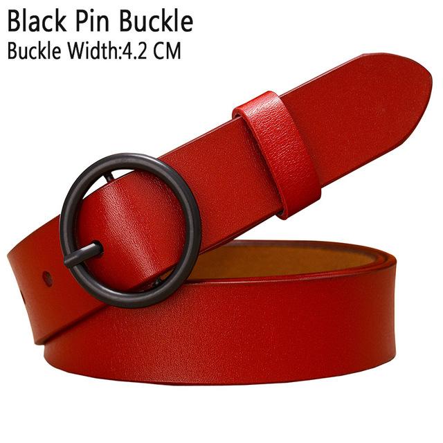 BHK™ Genuine Leather Round Ring Buckle Belt for Women
