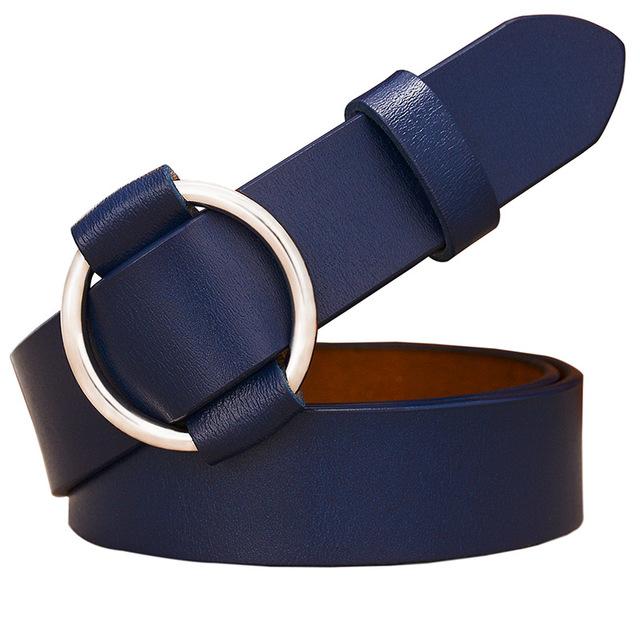 BHK™ Genuine Leather Round Ring Buckle Belt for Women