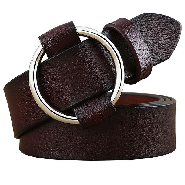 BHK™ Genuine Leather Round Ring Buckle Belt for Women