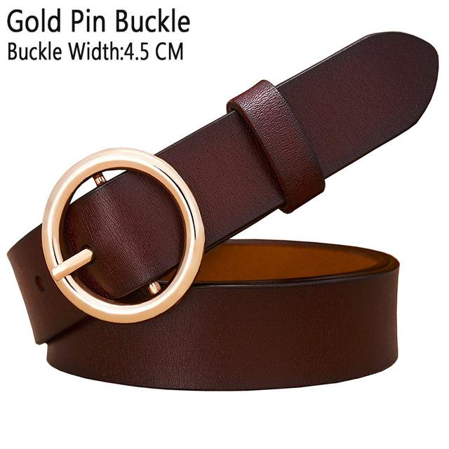 BHK™ Genuine Leather Round Ring Buckle Belt for Women