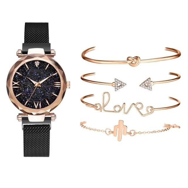 Magnetic Night Sky Quartz Watch 5 pcs Set