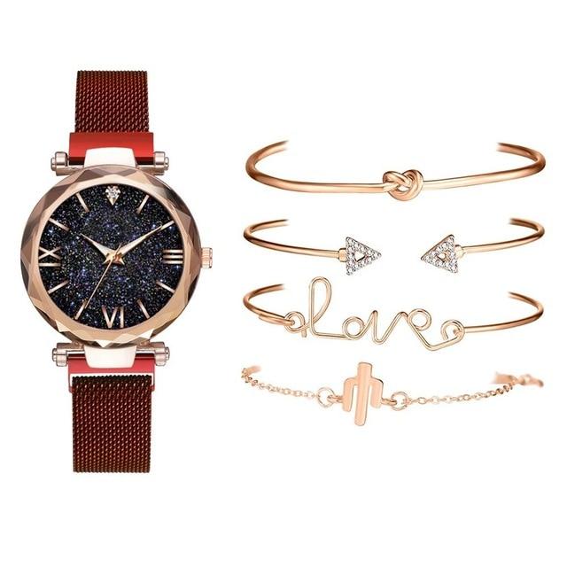 Magnetic Night Sky Quartz Watch 5 pcs Set