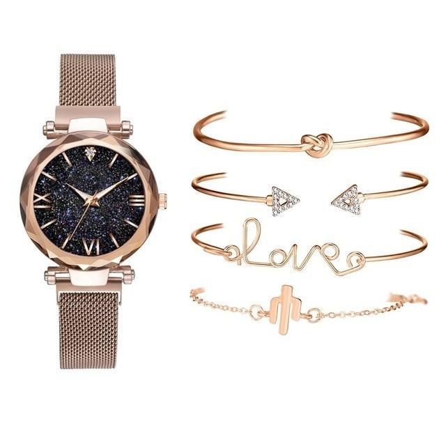 Magnetic Night Sky Quartz Watch 5 pcs Set