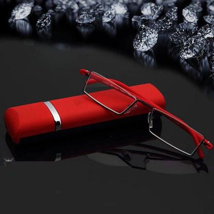 Light Half Frame Prescription Reading Glasses With Case