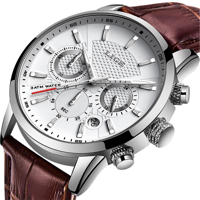 LIGE™  Elegant Leather Band Watch for Men