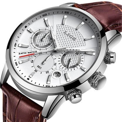 LIGE™  Elegant Leather Band Watch for Men