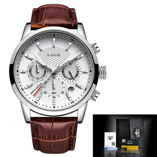LIGE™  Elegant Leather Band Watch for Men