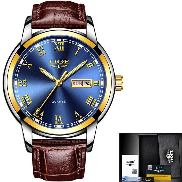 LIGE™  Elegant Leather Band Watch for Men