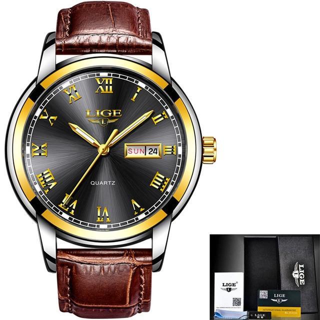 LIGE™  Elegant Leather Band Watch for Men