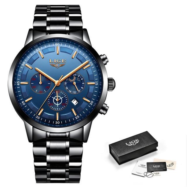 LIGE™ Black Obsidian Watch for Men