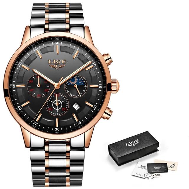 LIGE™ Black Obsidian Watch for Men