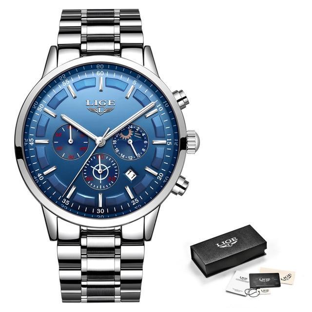 LIGE™ Black Obsidian Watch for Men
