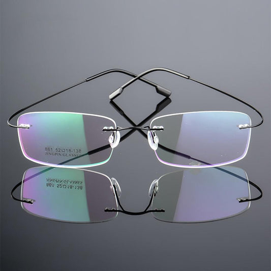 Memory Titanium Alloy Rimless Prescription Presbyopic Reading Glasses
